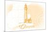 Oregon - Lighthouse - Yellow - Coastal Icon-Lantern Press-Mounted Premium Giclee Print