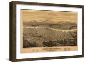 Oregon - Map of Portland-Lantern Press-Framed Art Print