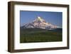 Oregon. Mount Hood National Forest, evening light on north side of Mound Hood and conifer forest.-John Barger-Framed Photographic Print