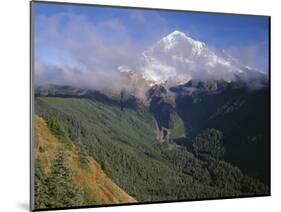 Oregon. Mount Hood NF, Mount Hood Wilderness, Drifting clouds obscure west side of Mount Hood-John Barger-Mounted Photographic Print