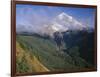 Oregon. Mount Hood NF, Mount Hood Wilderness, Drifting clouds obscure west side of Mount Hood-John Barger-Framed Photographic Print