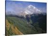 Oregon. Mount Hood NF, Mount Hood Wilderness, Drifting clouds obscure west side of Mount Hood-John Barger-Stretched Canvas
