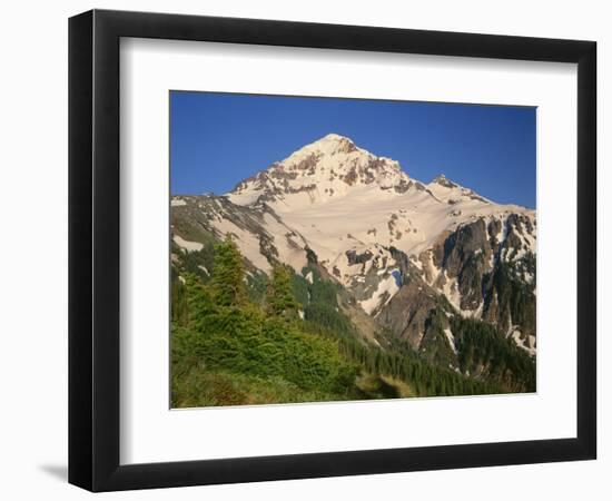 Oregon. Mount Hood NF, Mount Hood Wilderness, evening light on the west side of Mount Hood-John Barger-Framed Photographic Print