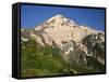 Oregon. Mount Hood NF, Mount Hood Wilderness, evening light on the west side of Mount Hood-John Barger-Framed Stretched Canvas