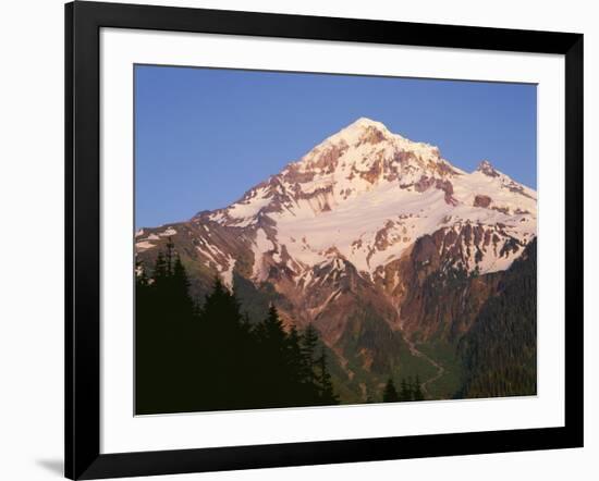 Oregon. Mount Hood NF, Mount Hood Wilderness, evening light on west side of Mount Hood-John Barger-Framed Photographic Print