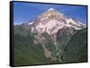 Oregon. Mount Hood NF, Mount Hood Wilderness, west side of Mount Hood and densely forested slopes-John Barger-Framed Stretched Canvas