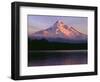 Oregon. Mount Hood NF, sunset light reddens north side of Mount Hood with first snow of autumn-John Barger-Framed Photographic Print