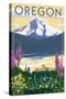 Oregon - Mountain and Lake-Lantern Press-Stretched Canvas