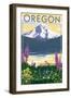 Oregon - Mountain and Lake-Lantern Press-Framed Art Print