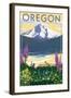 Oregon - Mountain and Lake-Lantern Press-Framed Art Print