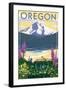 Oregon - Mountain and Lake-Lantern Press-Framed Art Print