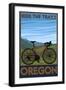 Oregon, Mountain Bike, Ride the Trails-Lantern Press-Framed Art Print