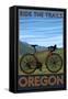 Oregon, Mountain Bike, Ride the Trails-Lantern Press-Framed Stretched Canvas