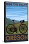 Oregon, Mountain Bike, Ride the Trails-Lantern Press-Stretched Canvas