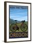 Oregon, Mountain Bike, Ride the Trails-Lantern Press-Framed Art Print