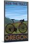 Oregon, Mountain Bike, Ride the Trails-Lantern Press-Mounted Art Print