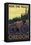 Oregon, Mountain Bike, Ride the Trails-Lantern Press-Framed Stretched Canvas