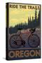 Oregon, Mountain Bike, Ride the Trails-Lantern Press-Stretched Canvas