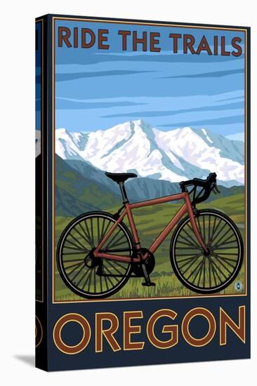 Oregon, Mountain Bike, Ride the Trails-Lantern Press-Stretched Canvas