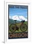 Oregon, Mountain Bike, Ride the Trails-Lantern Press-Framed Art Print