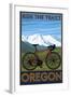Oregon, Mountain Bike, Ride the Trails-Lantern Press-Framed Art Print