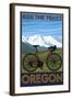 Oregon, Mountain Bike, Ride the Trails-Lantern Press-Framed Art Print