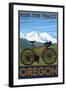 Oregon, Mountain Bike, Ride the Trails-Lantern Press-Framed Art Print