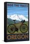 Oregon, Mountain Bike, Ride the Trails-Lantern Press-Framed Stretched Canvas