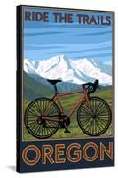 Oregon, Mountain Bike, Ride the Trails-Lantern Press-Stretched Canvas