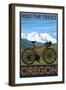 Oregon, Mountain Bike, Ride the Trails-Lantern Press-Framed Art Print