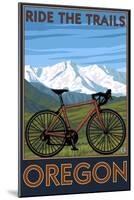 Oregon, Mountain Bike, Ride the Trails-Lantern Press-Mounted Art Print