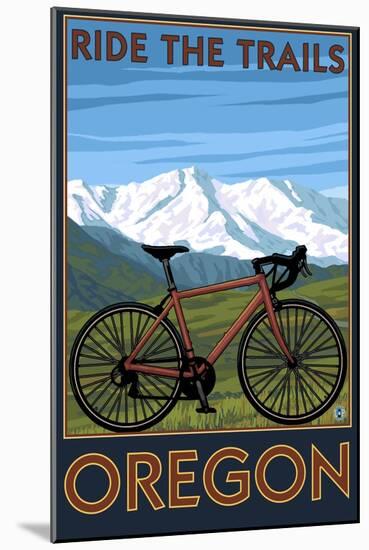 Oregon, Mountain Bike, Ride the Trails-Lantern Press-Mounted Art Print