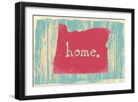 Oregon Nostalgic Rustic Vintage State Vector Sign-one line man-Framed Art Print