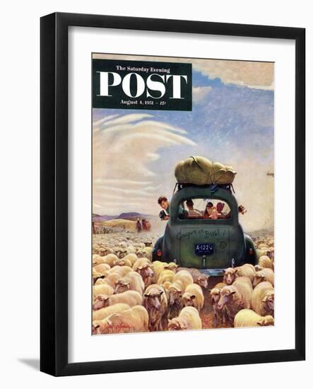 "Oregon or Bust" Saturday Evening Post Cover, August 4, 1951-John Clymer-Framed Giclee Print