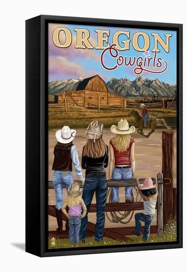 Oregon - Oregon Cowgirls-Lantern Press-Framed Stretched Canvas