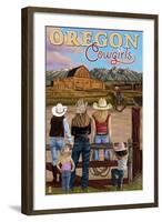 Oregon - Oregon Cowgirls-Lantern Press-Framed Art Print