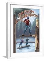 Oregon, Oregon Lumberjacks-Lantern Press-Framed Art Print