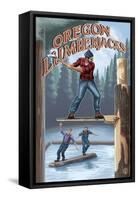 Oregon, Oregon Lumberjacks-Lantern Press-Framed Stretched Canvas