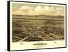 Oregon - Panoramic Map of Jacksonville-Lantern Press-Framed Stretched Canvas