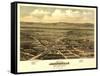 Oregon - Panoramic Map of Jacksonville-Lantern Press-Framed Stretched Canvas