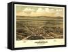 Oregon - Panoramic Map of Jacksonville-Lantern Press-Framed Stretched Canvas