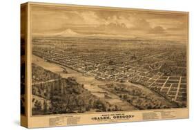 Oregon - Panoramic Map of Salem-Lantern Press-Stretched Canvas