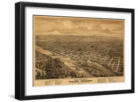 Oregon - Panoramic Map of Salem-Lantern Press-Framed Art Print