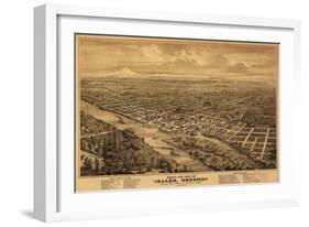 Oregon - Panoramic Map of Salem-Lantern Press-Framed Art Print