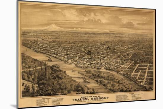Oregon - Panoramic Map of Salem-Lantern Press-Mounted Art Print