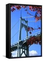 Oregon, Portland, Cathedral Park, St. John's Bridge-Rick A^ Brown-Framed Stretched Canvas