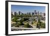 Oregon, Portland. Highways and Downtown from the Ohsu Gondola-Brent Bergherm-Framed Photographic Print