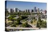 Oregon, Portland. Highways and Downtown from the Ohsu Gondola-Brent Bergherm-Stretched Canvas