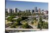 Oregon, Portland. Highways and Downtown from the Ohsu Gondola-Brent Bergherm-Stretched Canvas