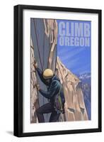 Oregon, Rock Climber-Lantern Press-Framed Art Print